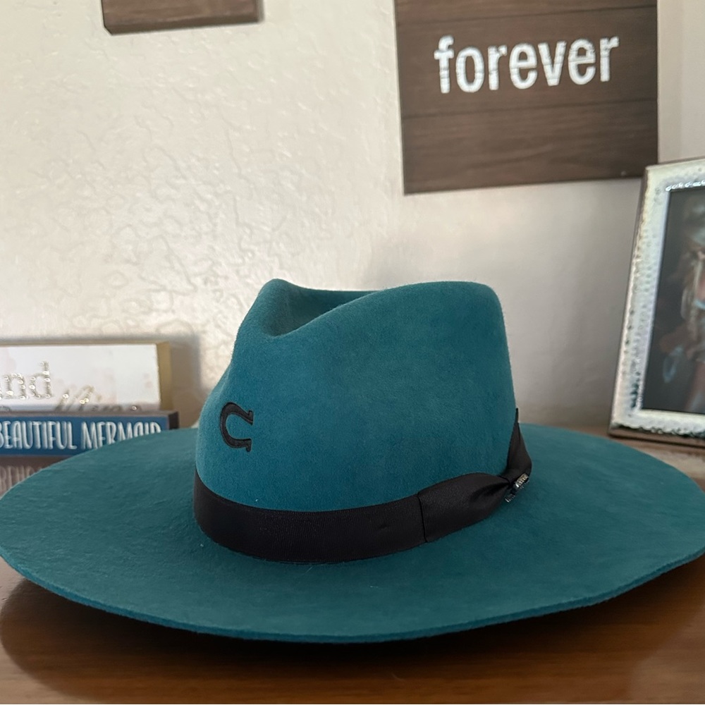 Teal felt Charlie horse hat
